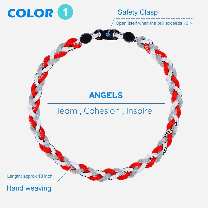 SUPBOMM 3 pcs Baseball Rope Necklaces, League Team Colors Braided Necklace, Baseball Team Gifts - Image 2